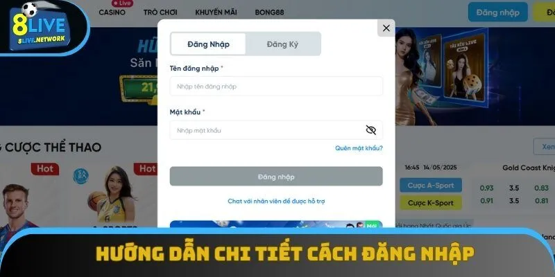 Hướng dẫn chi tiết cách đăng nhập 8Live trên máy tính và điện thoại